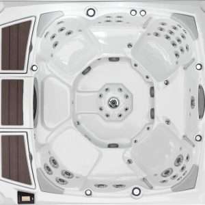 sundance spas 980 kingston porcelain mahogany top view