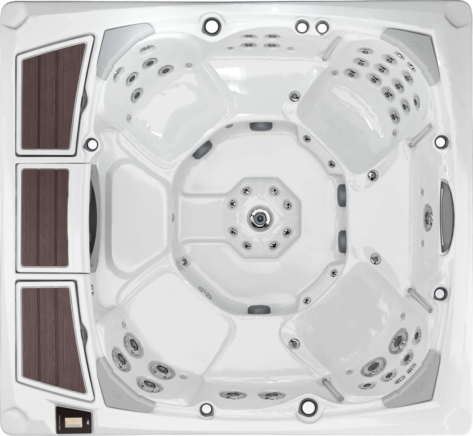 sundance spas 980 kingston porcelain mahogany top view